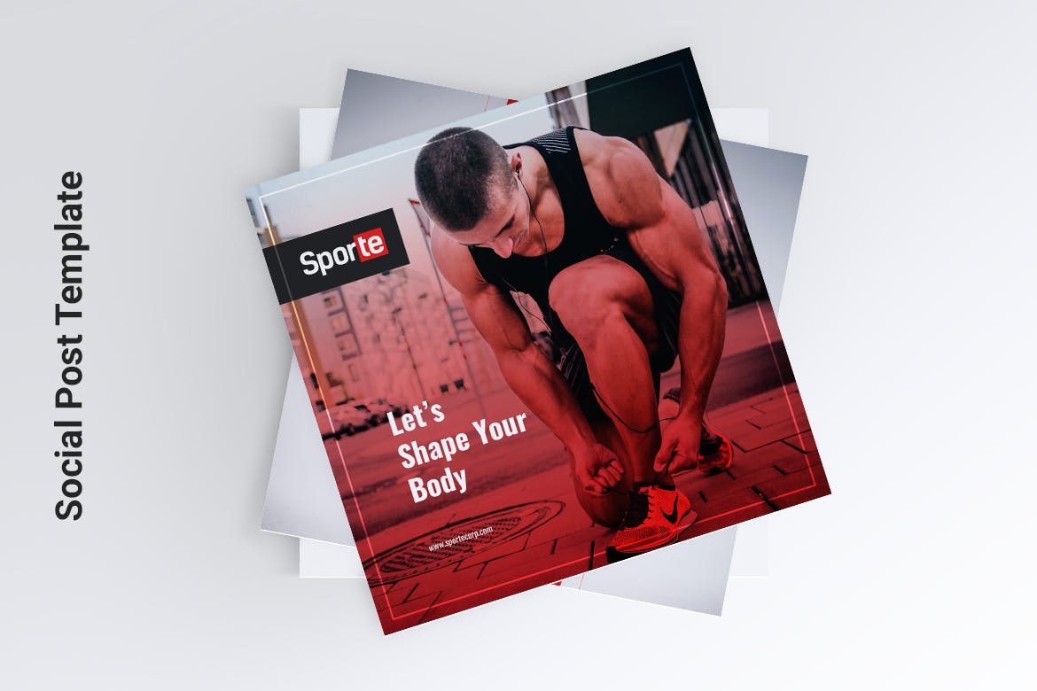 体育运动/健身主题Instagram&Facebook贴图设计模板素材库精选 SPORTE Fitness & Gym Instagram & Facebook Post插图(1)