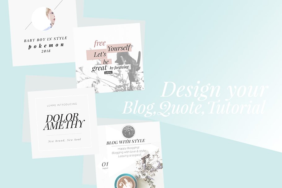 婴幼主题社交媒体贴图模板素材库精选 Purposh, Social Media Template Promo插图(2)