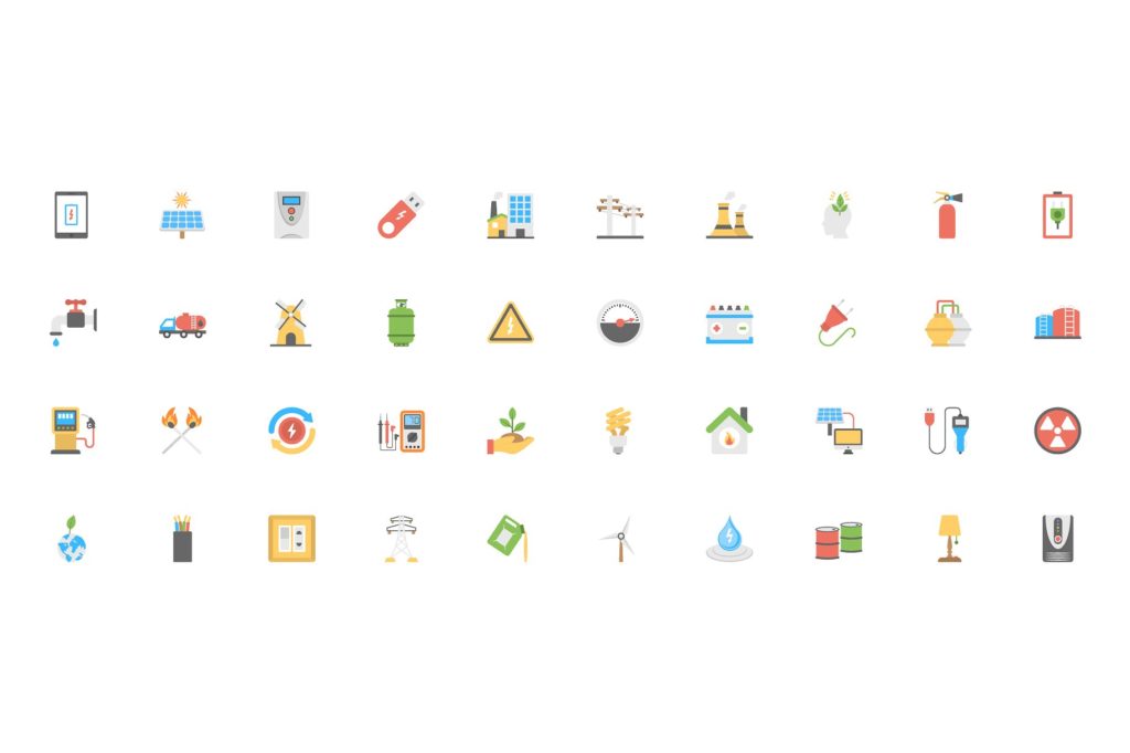 创意能源电力类扁平矢量图标集[AI，EPS，PDF，SVG，PNG]插图(2)