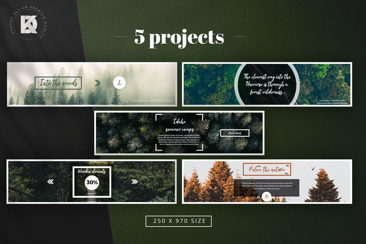 森林背景Banner图设计模板合集 Forest Banner Kit插图(4)