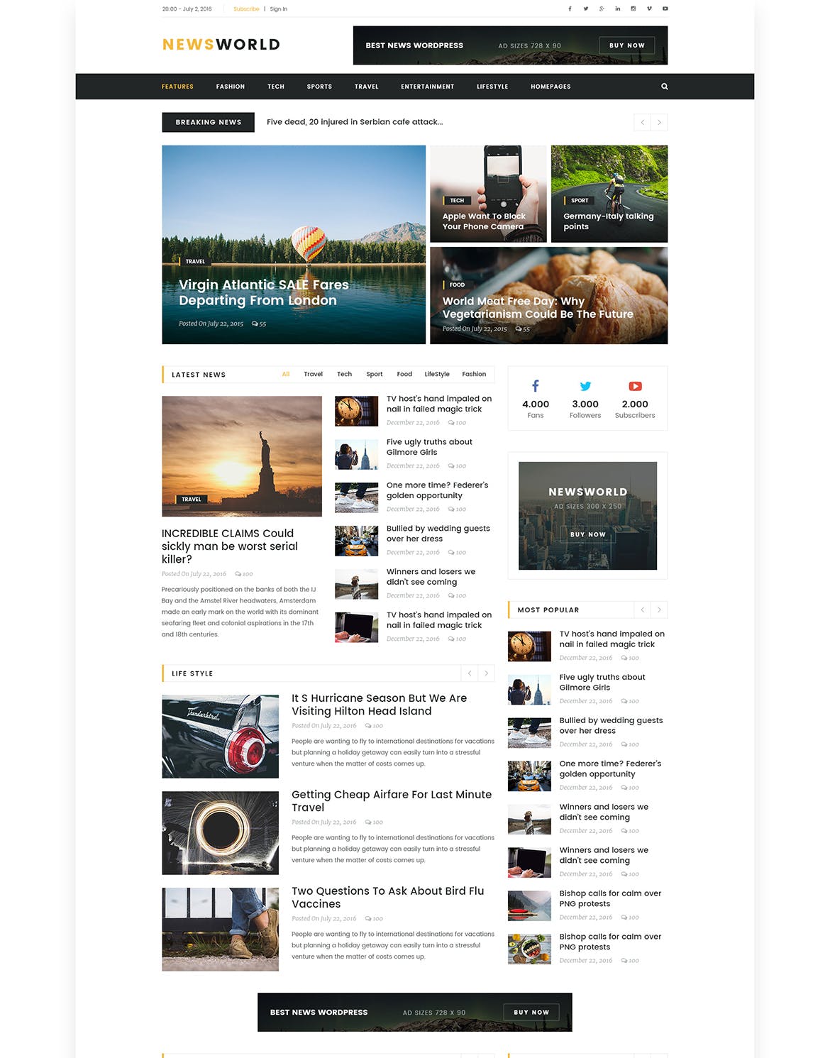 新闻资讯杂志类网站设计HTML模板素材库精选 Newsworld | Mutil-Concept Magazine HTML5 Template插图(5)