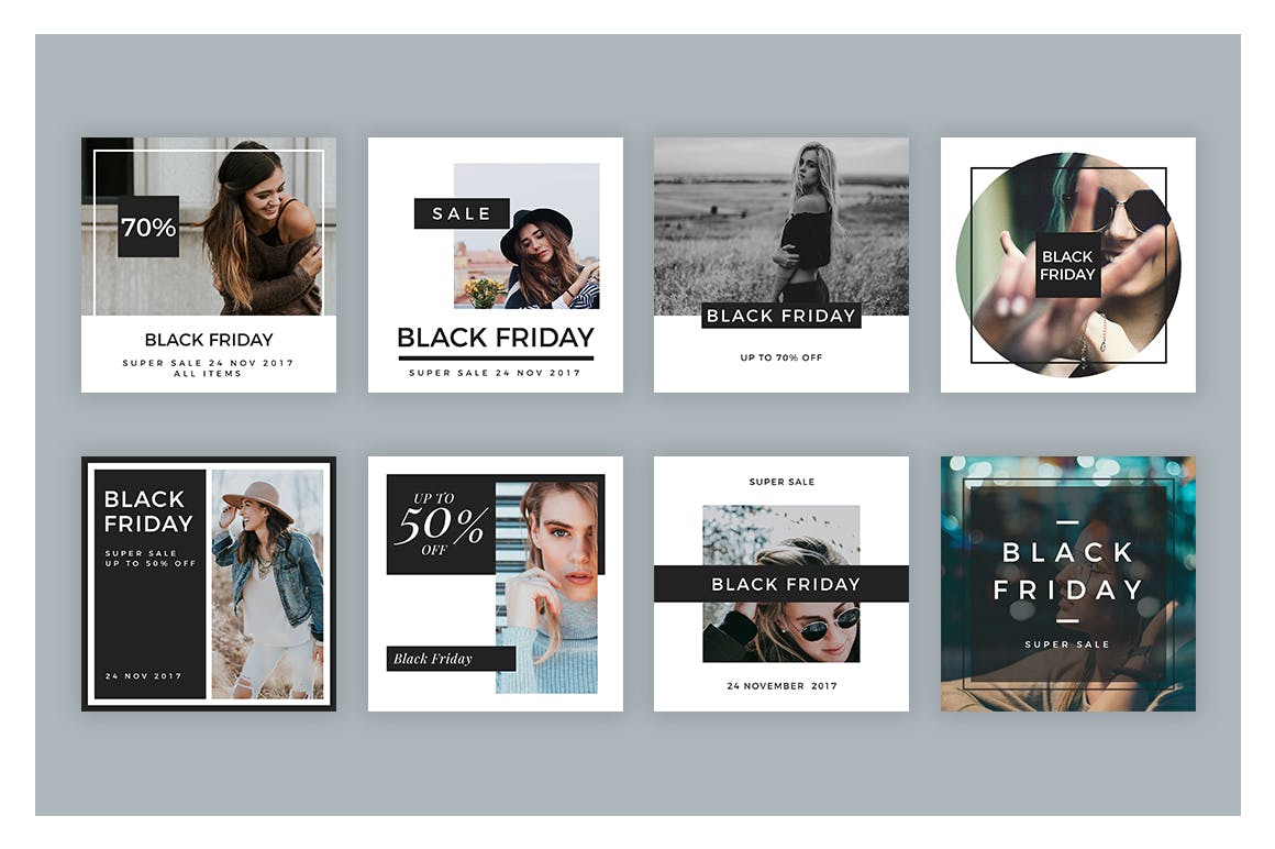 43款社交媒体新媒体黑色星期五购物节广告Banner设计模板素材库精选 43 Black Friday Social Media Banners插图(5)