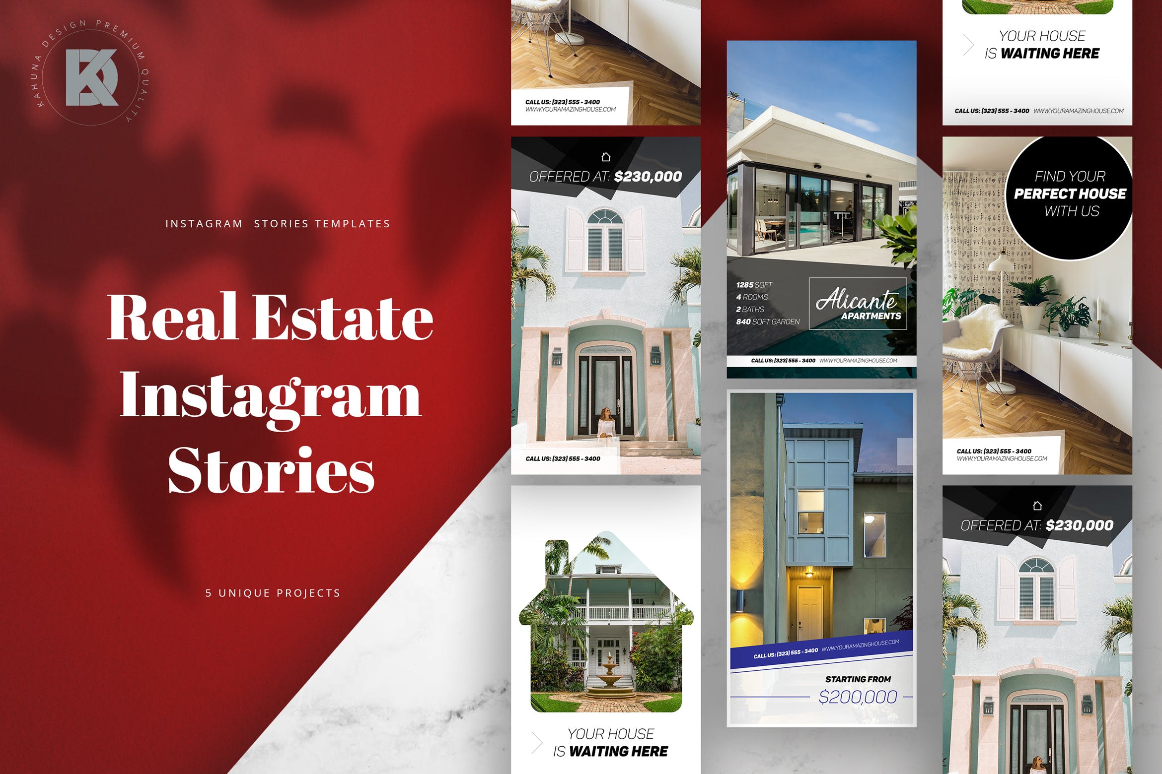 租房/房产租赁主题Instagram品牌故事设计素材 Real Estate Instagram Stories插图