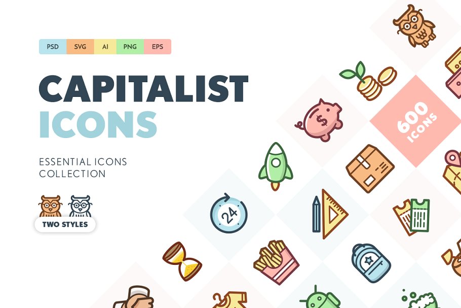 金融资本主题扁平风格图标集 Capitalist Essential Flat Icons Set插图