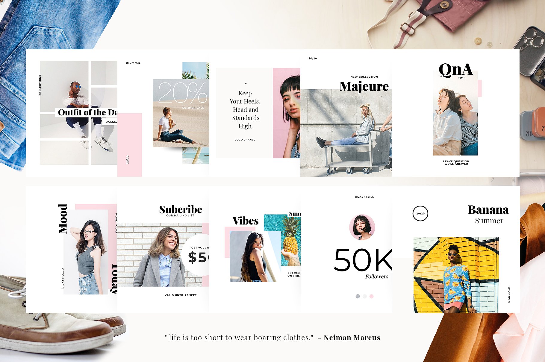 时尚简约的Instagram社交媒体模板素材库精选下载 Jacknjill – Instagram Pack [psd]插图(4)