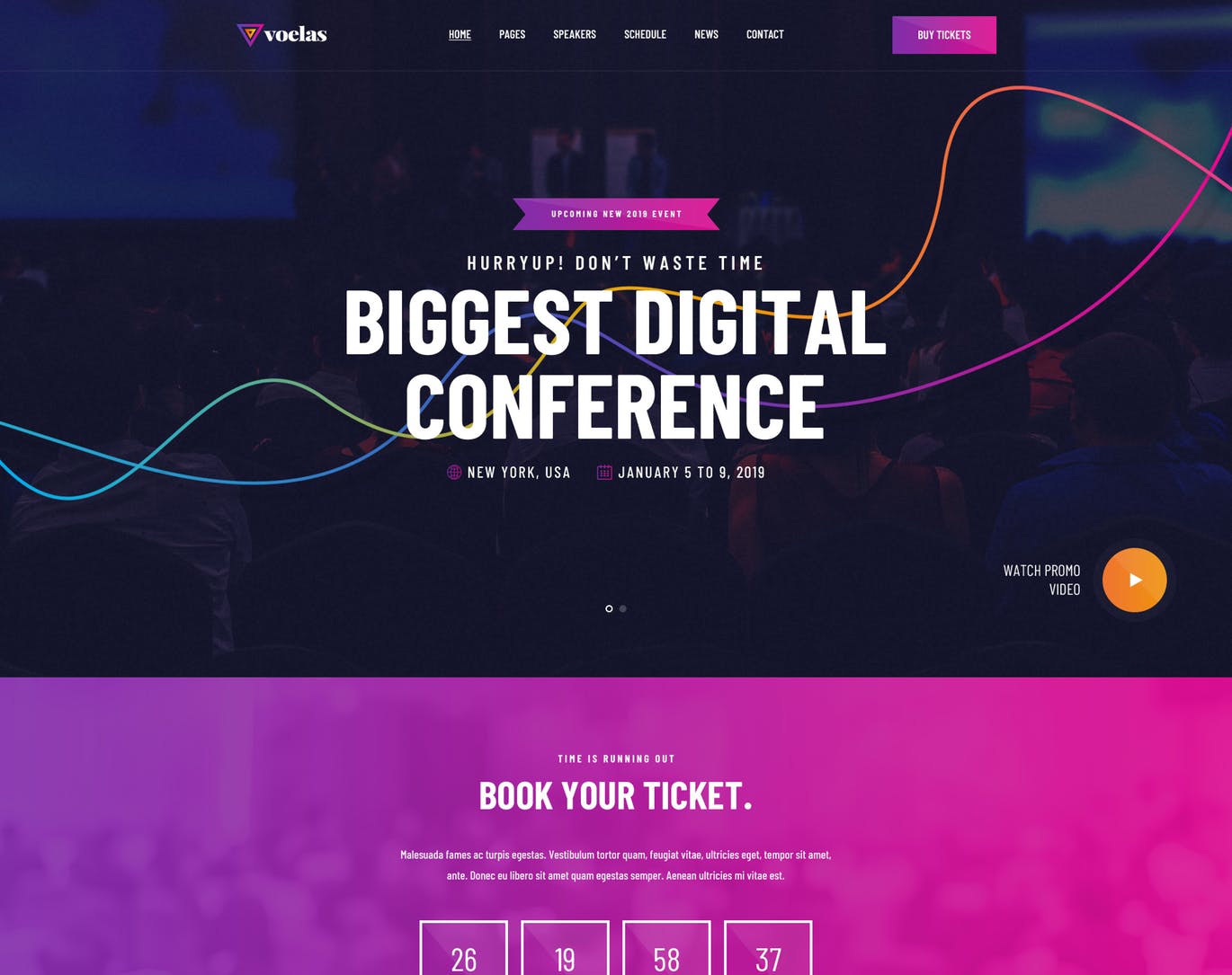 活动会议报名网站HTML模板素材库精选 Voelas – Event & Conference HTML Template插图(1)