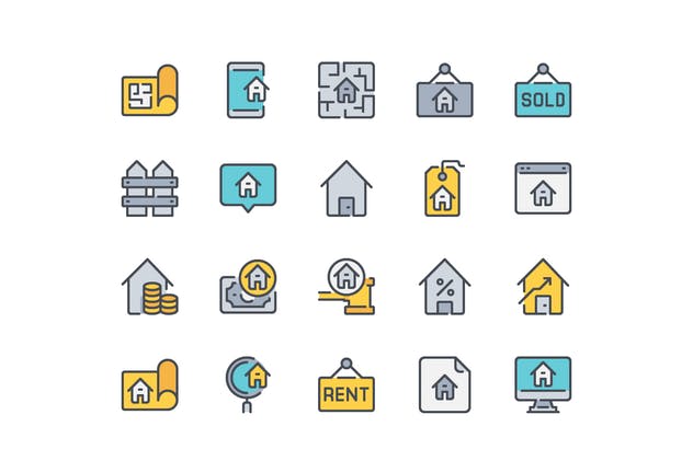 20枚房地产主题矢量图标合集 20 Real Estate icon set插图(1)