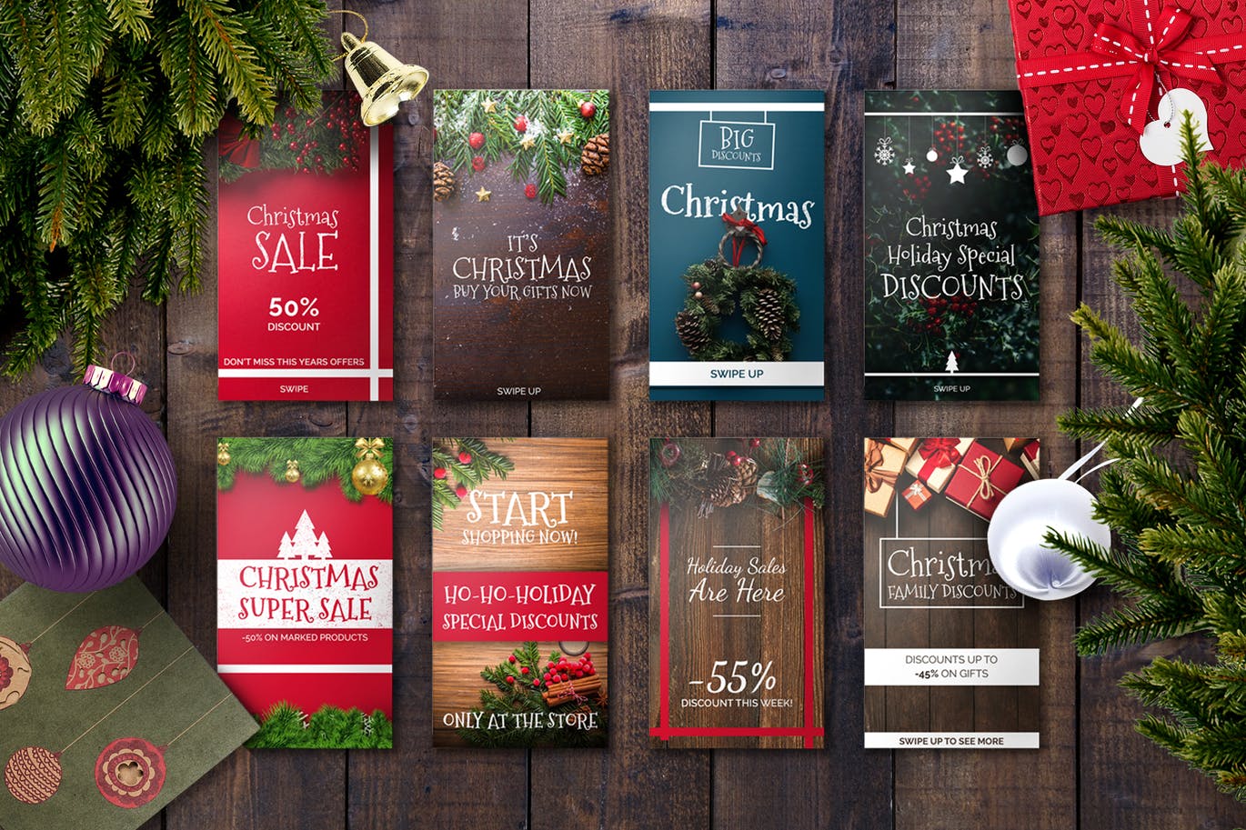 高端时尚简约的新年圣诞节Instagram社交媒体banner海报设计模板插图