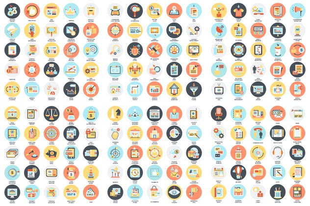 1600枚多主题扁平设计风格矢量图标套装 Bundle Flat Icons插图(2)