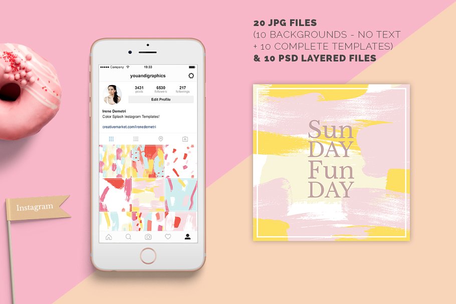 多彩新媒体社交媒体贴图模板素材库精选 Colorful Instagram Templates插图(1)