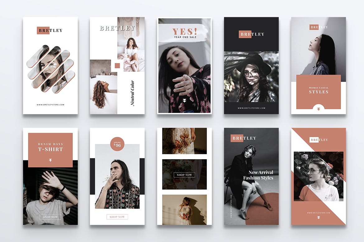 10款Instagram社交平台品牌故事设计模板素材库精选 BRETLEY Fashion Store Instagram Stories插图(5)