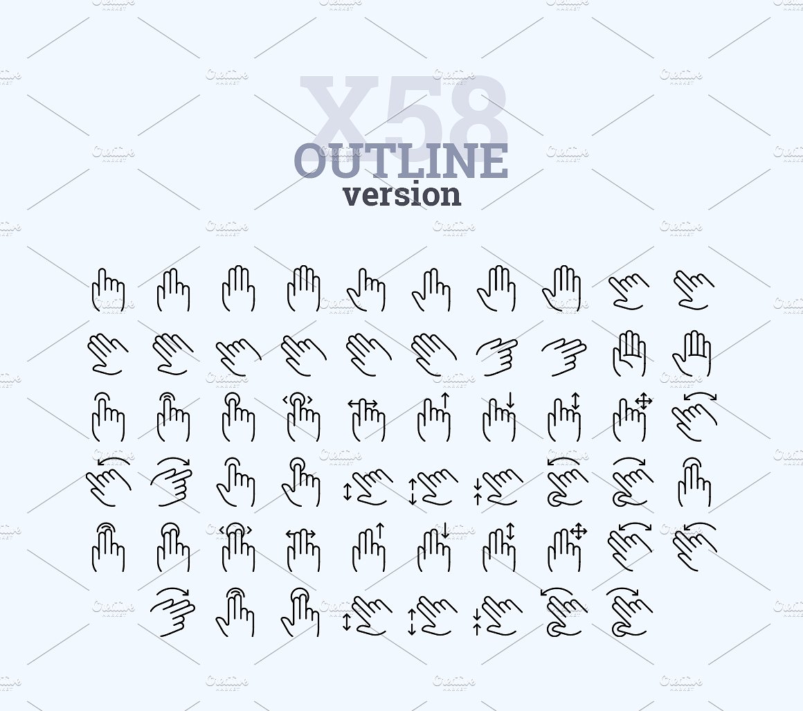 简易的手和手势图标（巨型包装）插图(7)