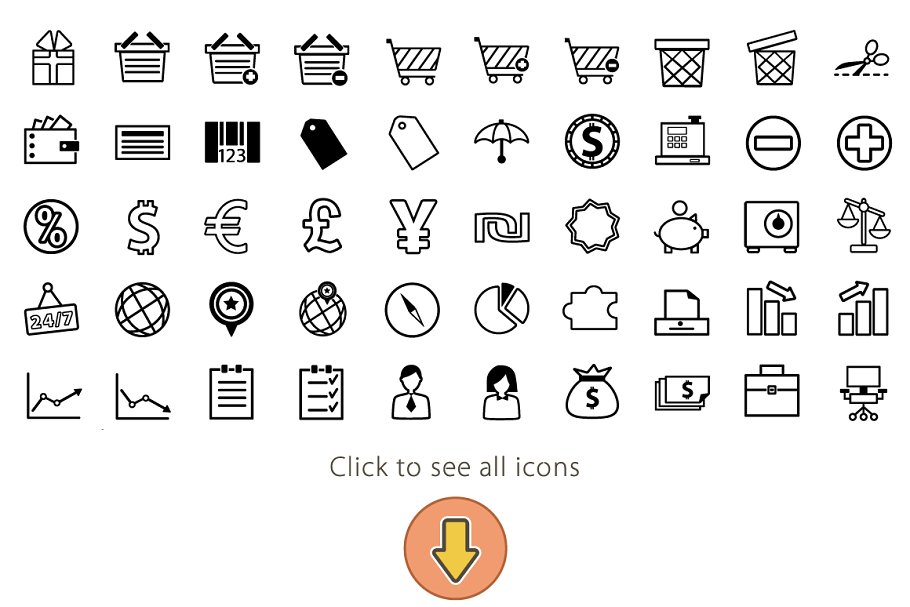 430枚多用途矢量图标合集 Set of Vector Icons插图(1)