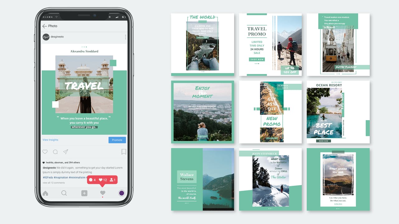 Instagram信息流设计模板素材库精选素材 Feroast – Instagram Feeds Pack插图(1)