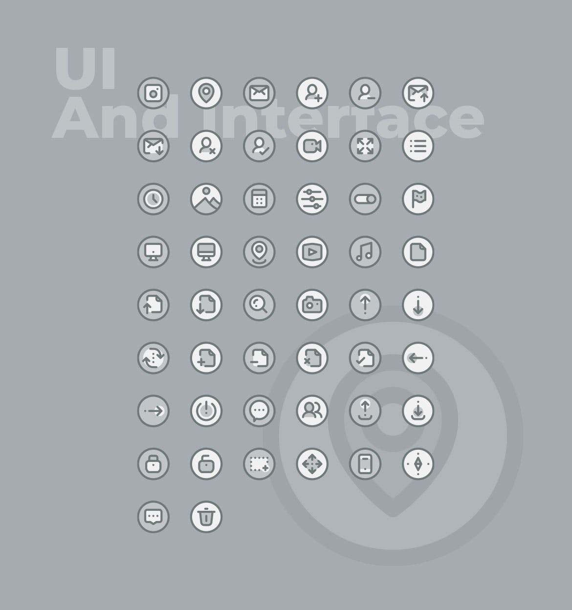 50枚UI用户界面主题双色调矢量素材库精选图标 50 UI And Interface Icons  –  Two Tone Style插图(1)