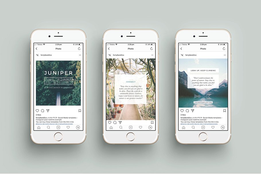 旅行风景主题Instagram社交媒体贴图模板素材库精选 J U N I P E R Instagram Pack插图(4)