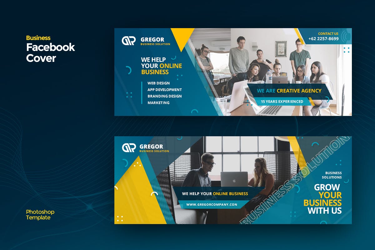 创新企业Facebook宣传主页封面设计模板素材库精选 Facebook Cover Template插图