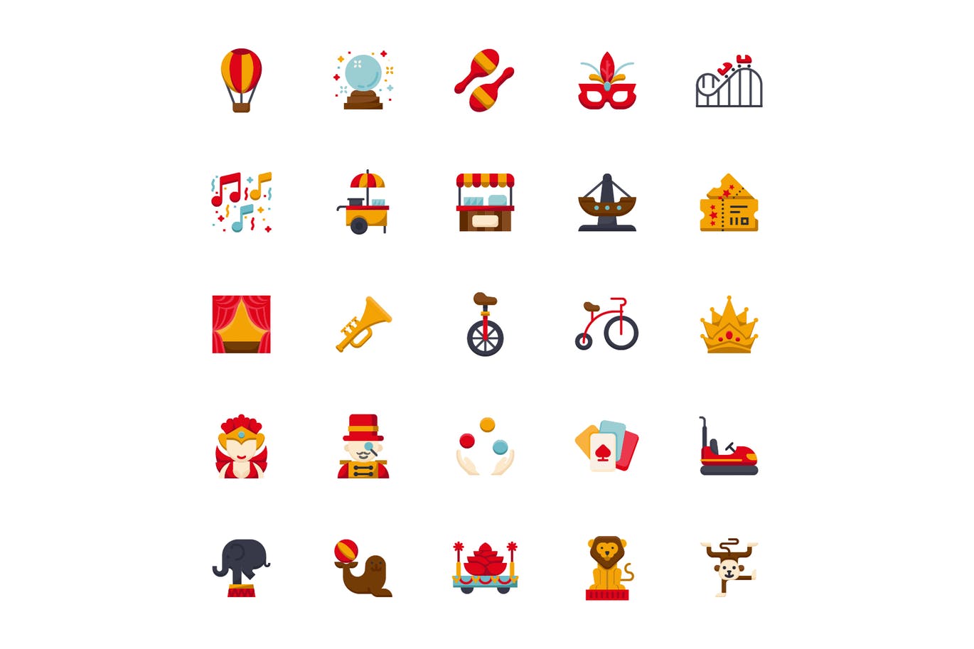 25枚嘉年华主题扁平设计风格素材库精选图标 Carnival Flat插图(3)