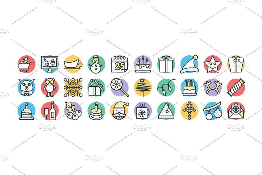 100+圣诞节日元素矢量图标 100+ Christmas Vector Icons插图(2)