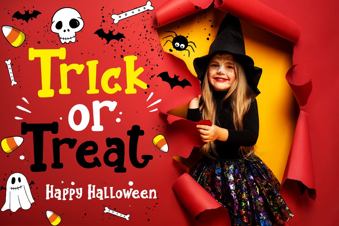 万圣节主题设计英文粗体字体 Pumkins Halloween Fun Typeface插图(1)