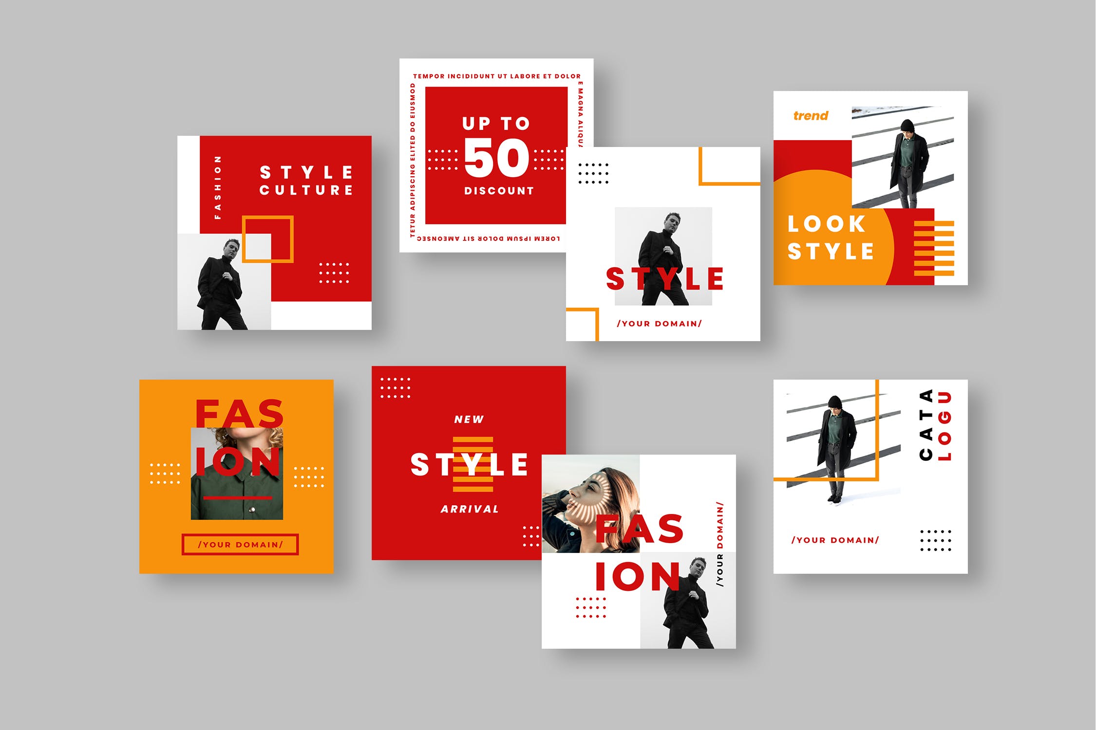 Instagram贴文广告双色调风格设计模板素材库精选 Four Duotone Instagram Post Template插图(3)