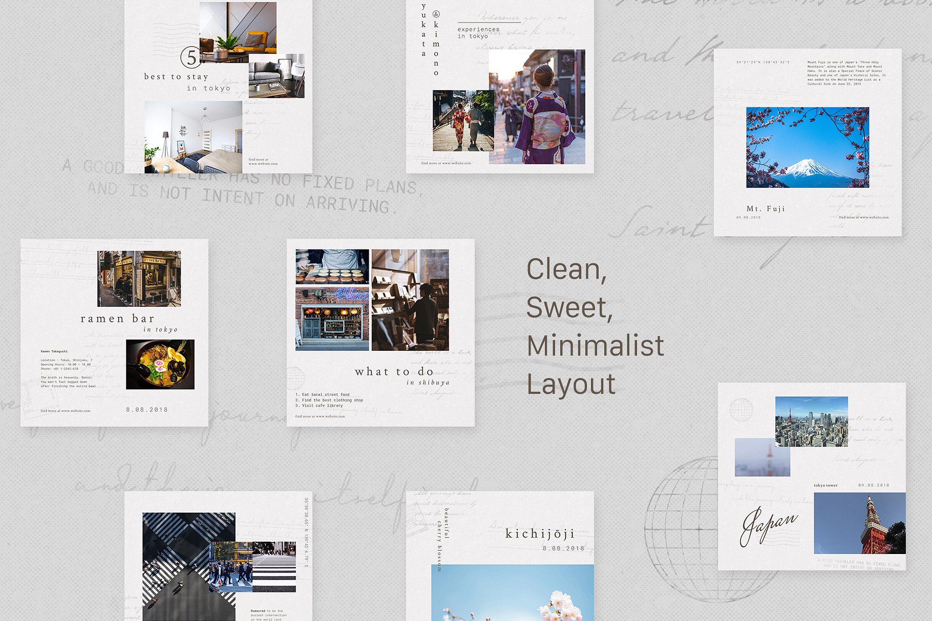 旅行日志Ins贴图模板素材库精选合集 Instagram Bundle – TRAVELOGY插图(5)