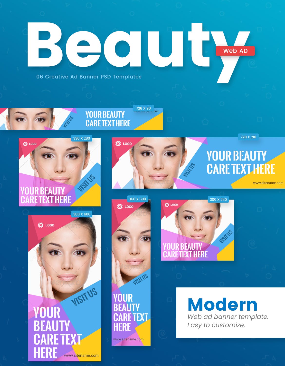 美容保健/食品/房地产/购物主题网站广告Banner设计模板合集 Ad Banner Template插图(2)