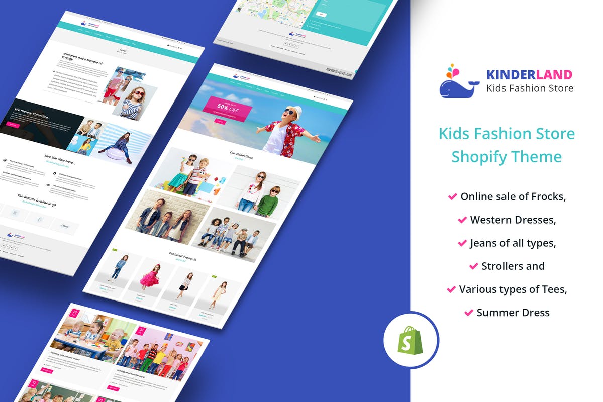 儿童服饰网上商城/外贸网站Shopify主题模板素材库精选 Kinder land – Kids Fashion Store Shopify Theme插图