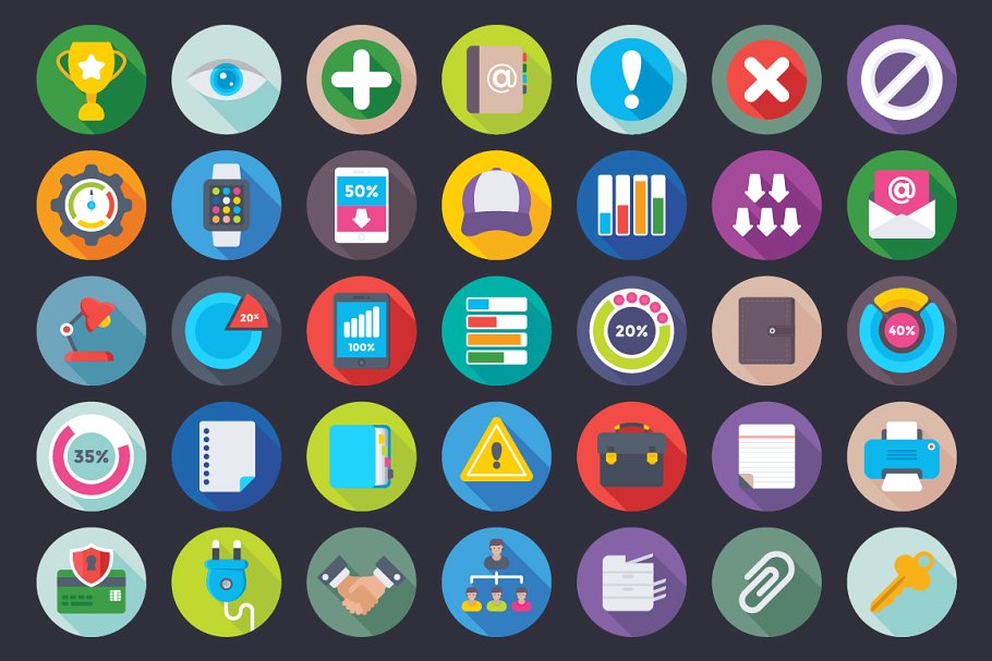 476枚商务和办公扁平化图标  476 Business and Office Flat Icons插图(6)