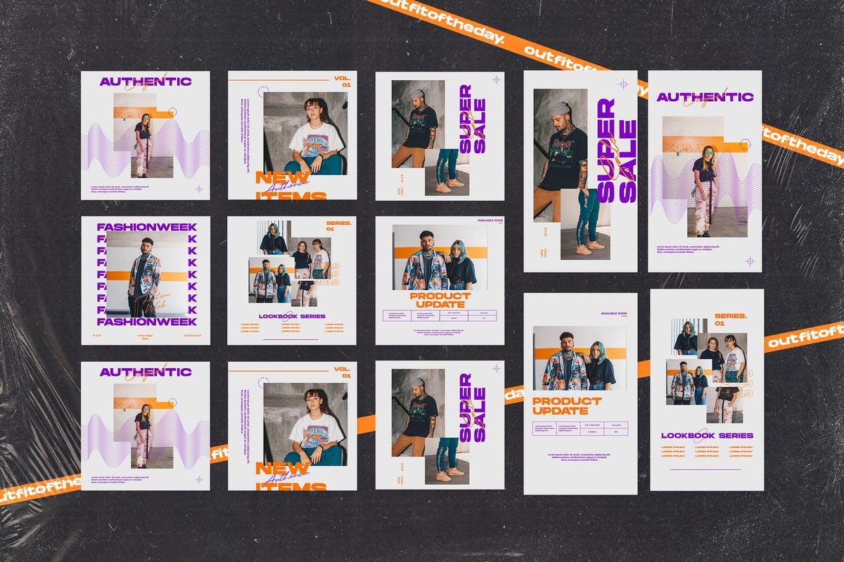 Instagram社交平台服装品牌新品发布贴图设计模板素材库精选 Instagram Template插图(5)