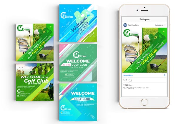 10款Instagram社交文章Banner广告模板 10 Instagram Post Banner-Golf插图(2)