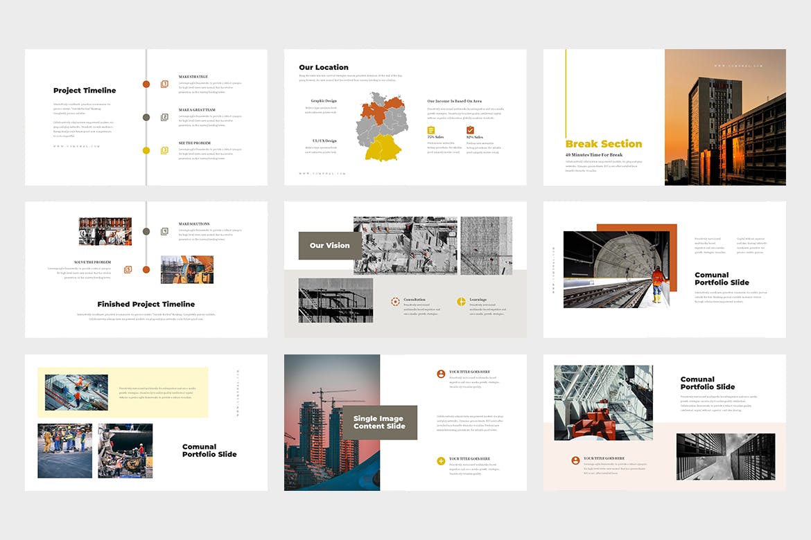 建筑与工程企业介绍/项目策划素材库精选PPT模板 Comunal : Construction & Engineering Powerpoint插图(8)