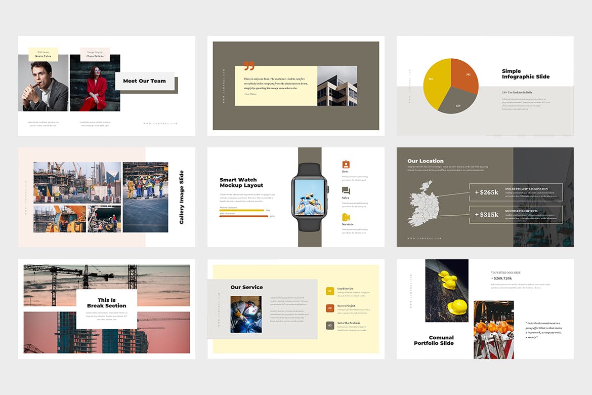 建筑与工程企业介绍/项目策划素材库精选PPT模板 Comunal : Construction & Engineering Powerpoint插图(9)