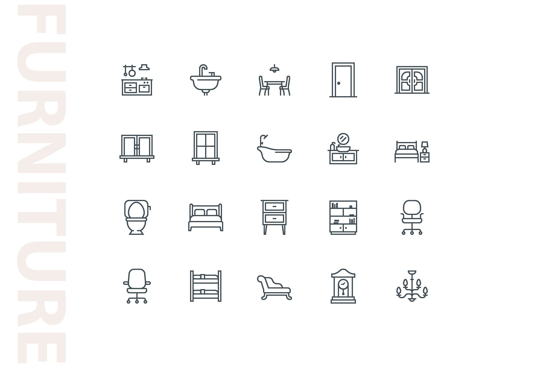 20枚家具主题矢量线性素材库精选图标v1 Furniture Lineart Part 1插图(3)