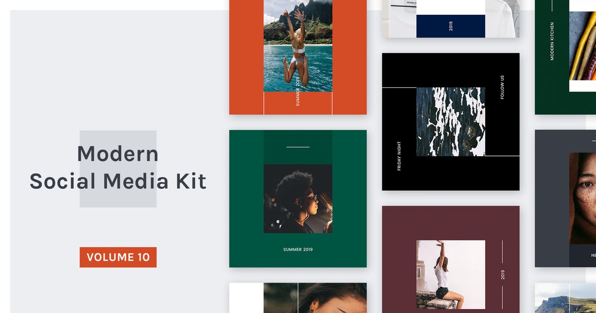 现代时尚风格商店/博客社交媒体自媒体PSD插图模板素材库精选插图