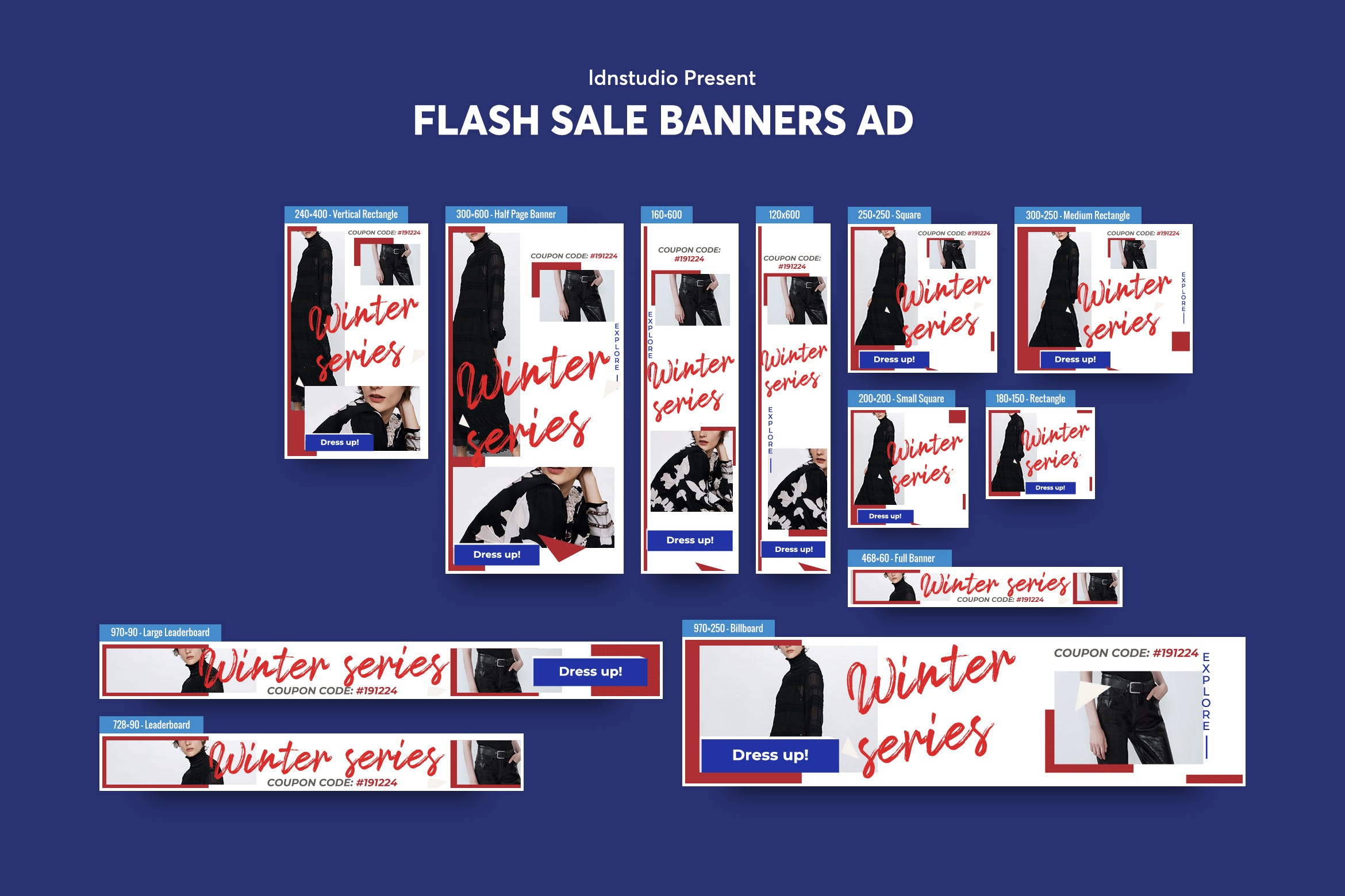 冬天季末促销主题广告Banner图设计模板 Winter Sale Banners Ad插图