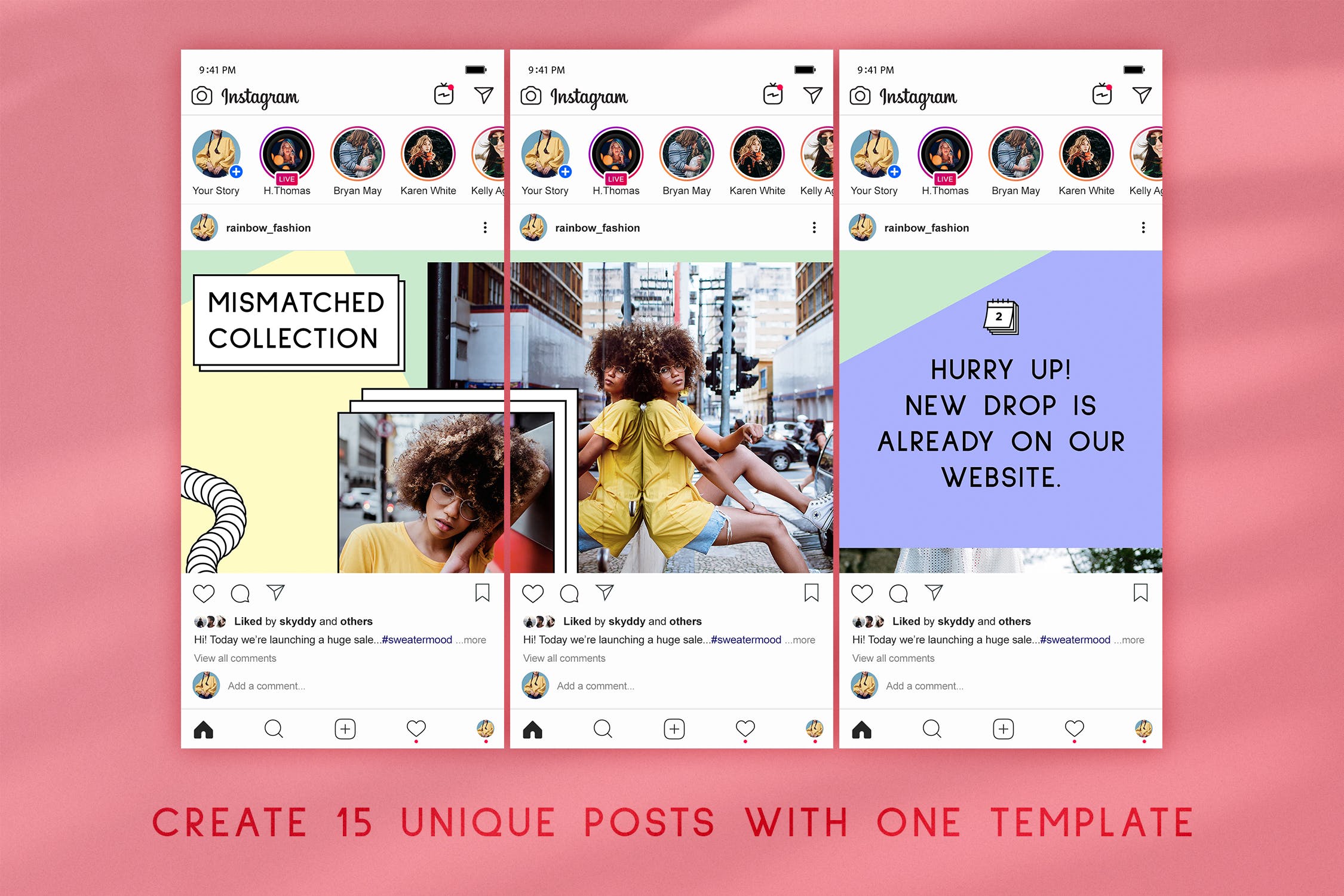 孟菲斯风格Instagram社交时尚拼图设计模板素材库精选素材 Memphis – Instagram Fashion Puzzle插图(3)