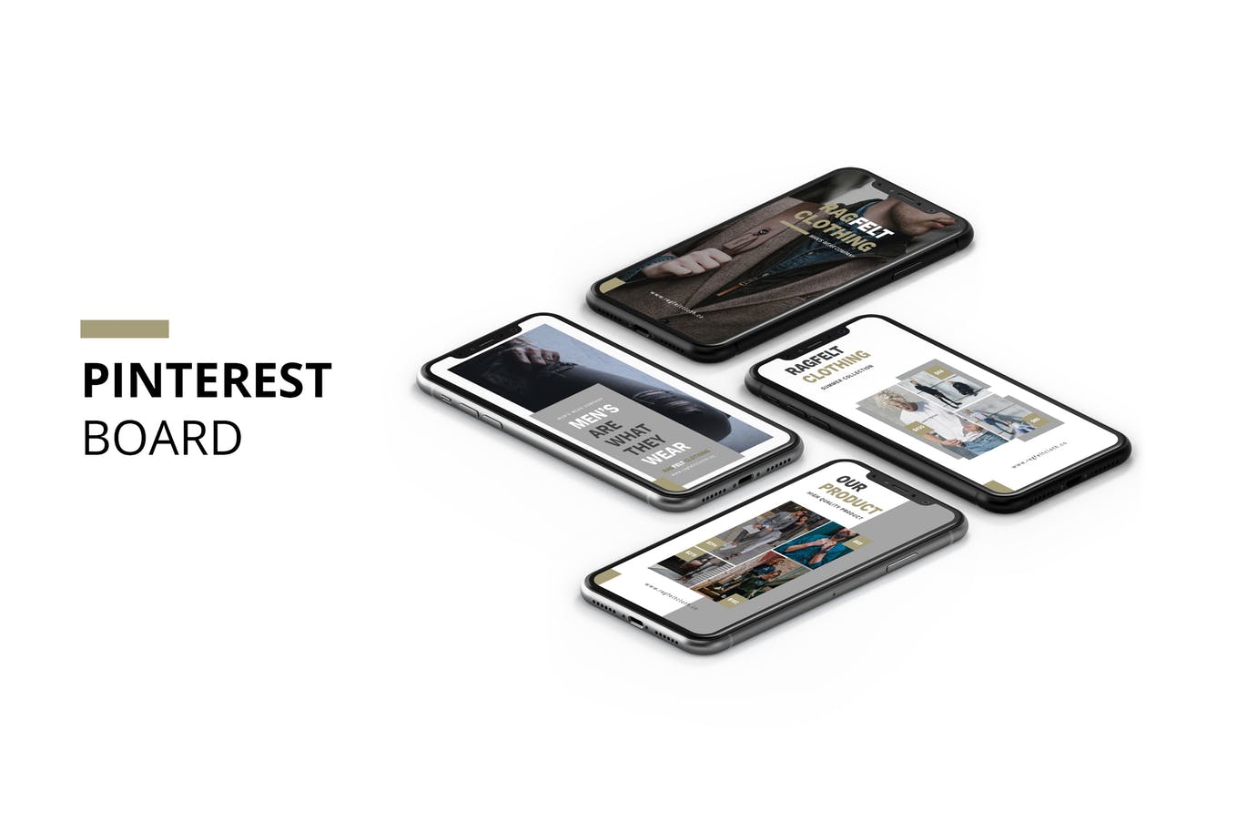 时尚男装品牌Pinterest推广画板设计模板素材库精选 Ragfelt Man Fashion Pinterest Board插图