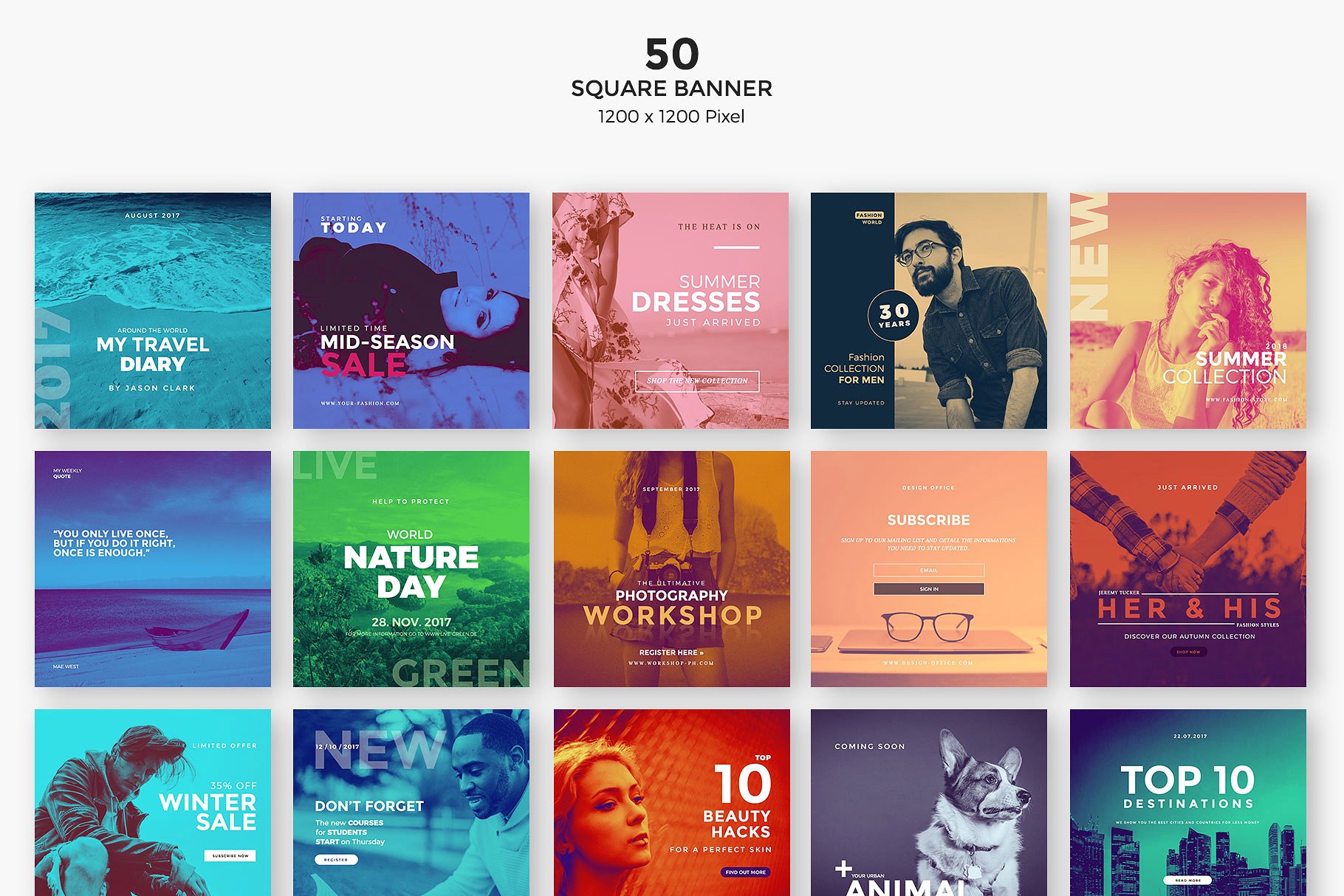 双色调社交媒体配图模板素材库精选 Duo Tone Social Media插图(1)