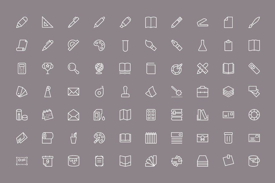 125+办公文具矢量图标  125+ Stationery Vector Icons插图(1)