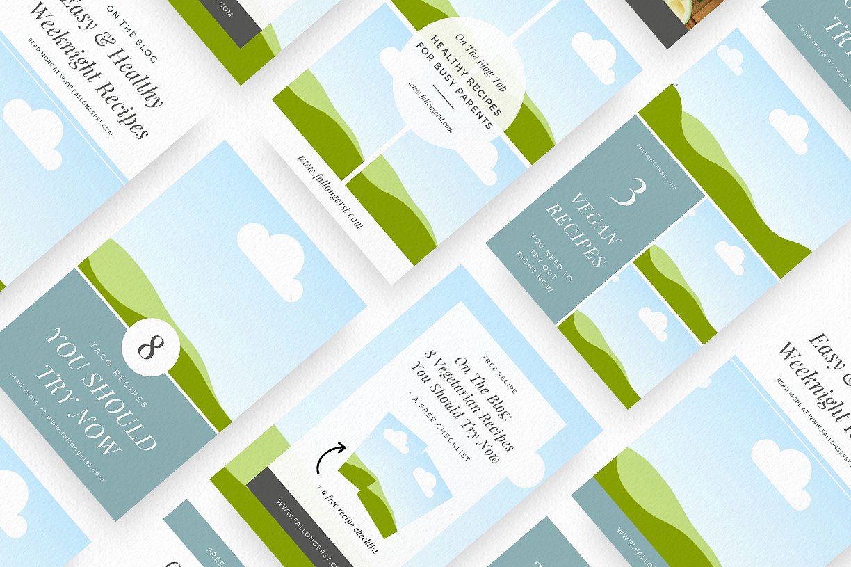 时髦的食物博客Canva模板素材库精选下载 Food Blogger Pinterest Templates [jpg,pdf]插图(4)