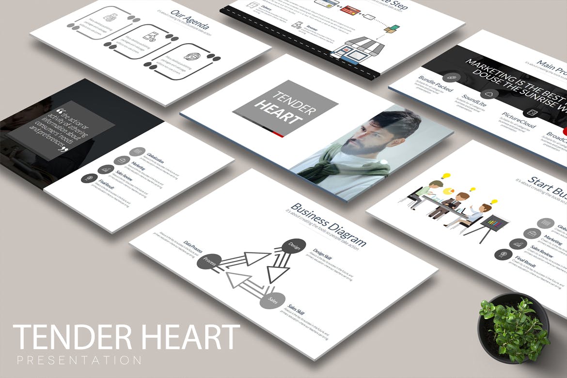 时尚清新简约商务质感的创意多功能大数据powerpoint幻灯片演示模板（pptx）插图