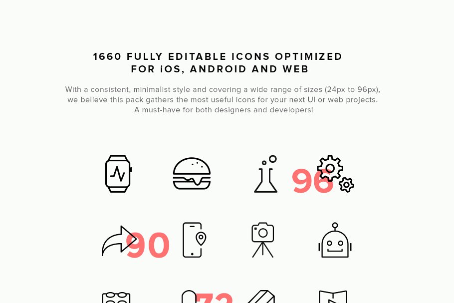 多种规格简约线条图标合集 Simple Line Icons Pro插图(1)