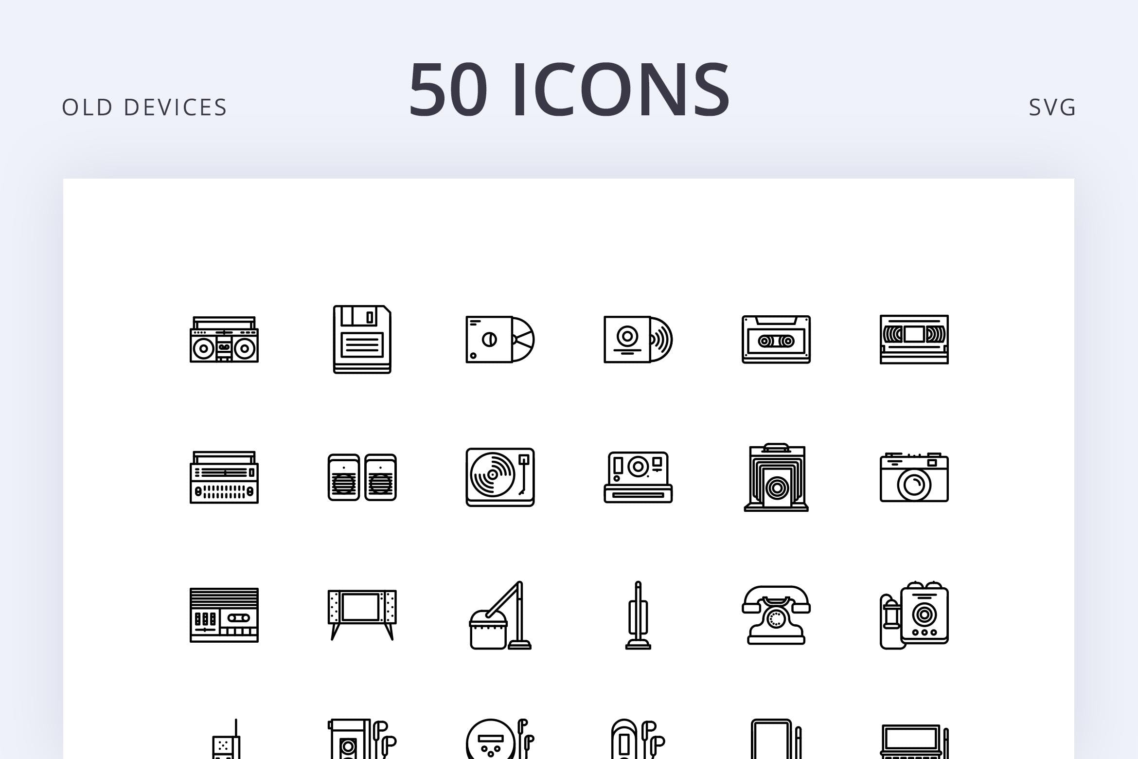 50枚老式设备矢量素材库精选图标素材 Old Device 50插图