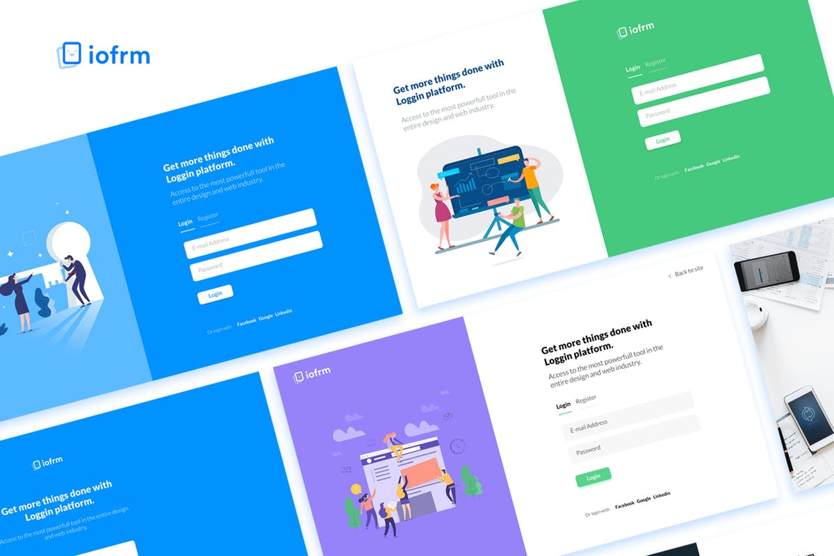 现代标准网站注册登陆页面模板素材库精选合集 Iofrm – Login and Register Form Templates插图