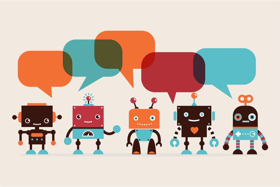 复古老式机器人图标集 Vintage robots set插图(1)