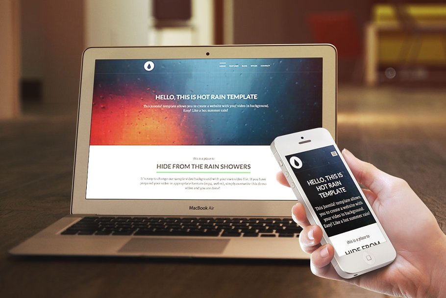 经典简约型自适应Joomla网站模板素材库精选 Hot Rain插图