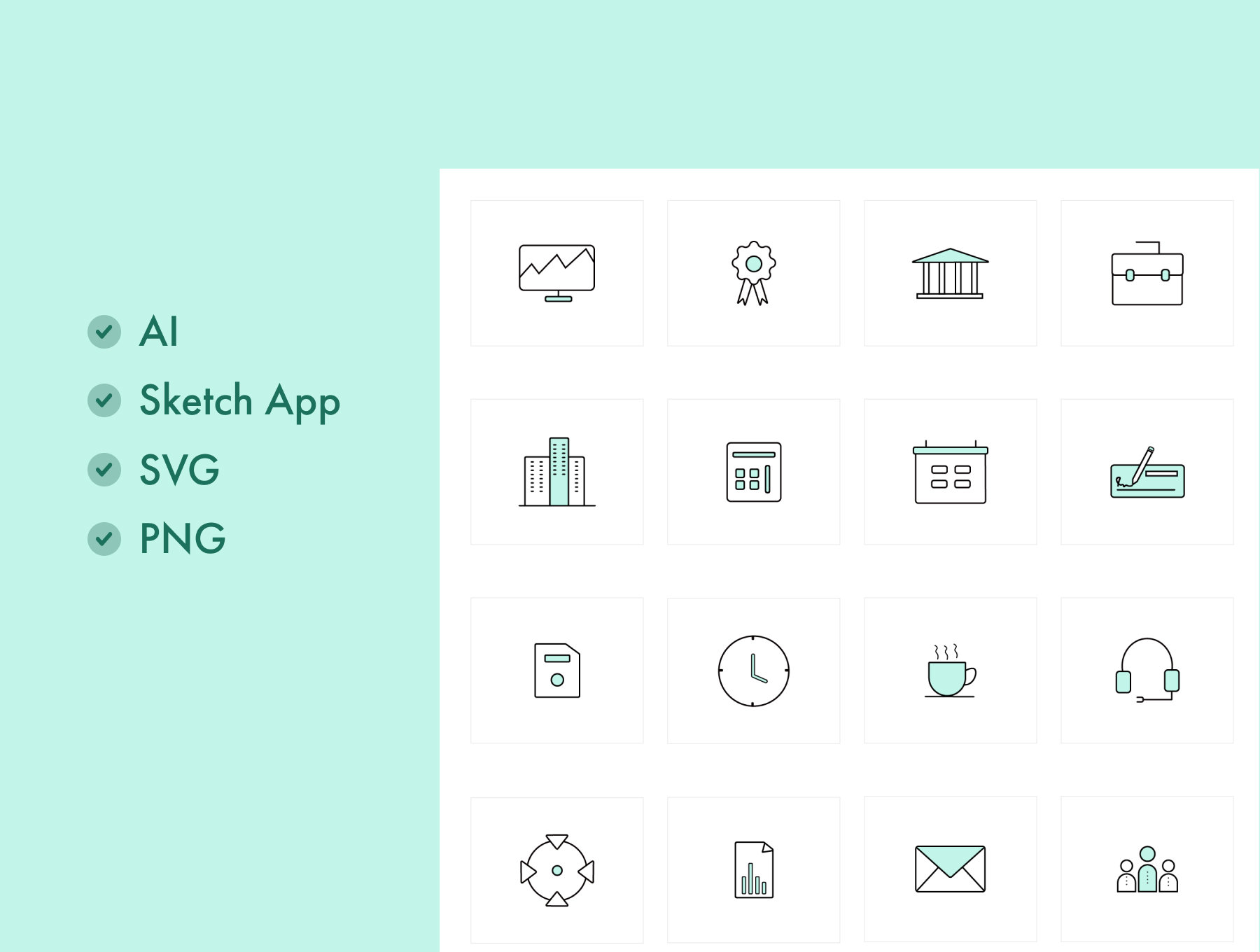 素材库下午茶：商业主题简约风格线条矢量素材库精选图标合集插图(3)