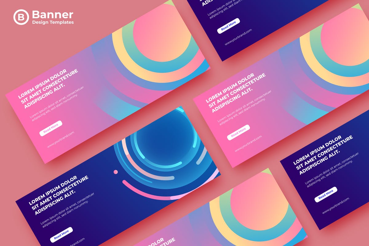 彩虹圆环创意广告Banner设计模板 SRTP Banners Template.01插图