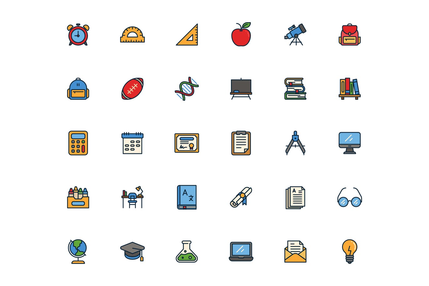 学校校园主题填充图标设计素材 Back To School (Filled)插图(1)